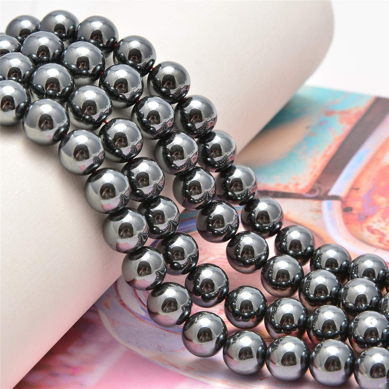 NCB 100pcs Original Natural Stone Beads Gemstone Round Loose Beads 6mm 8mm 10mm (Black Hematite, 10mm 100Beads) - Image 3